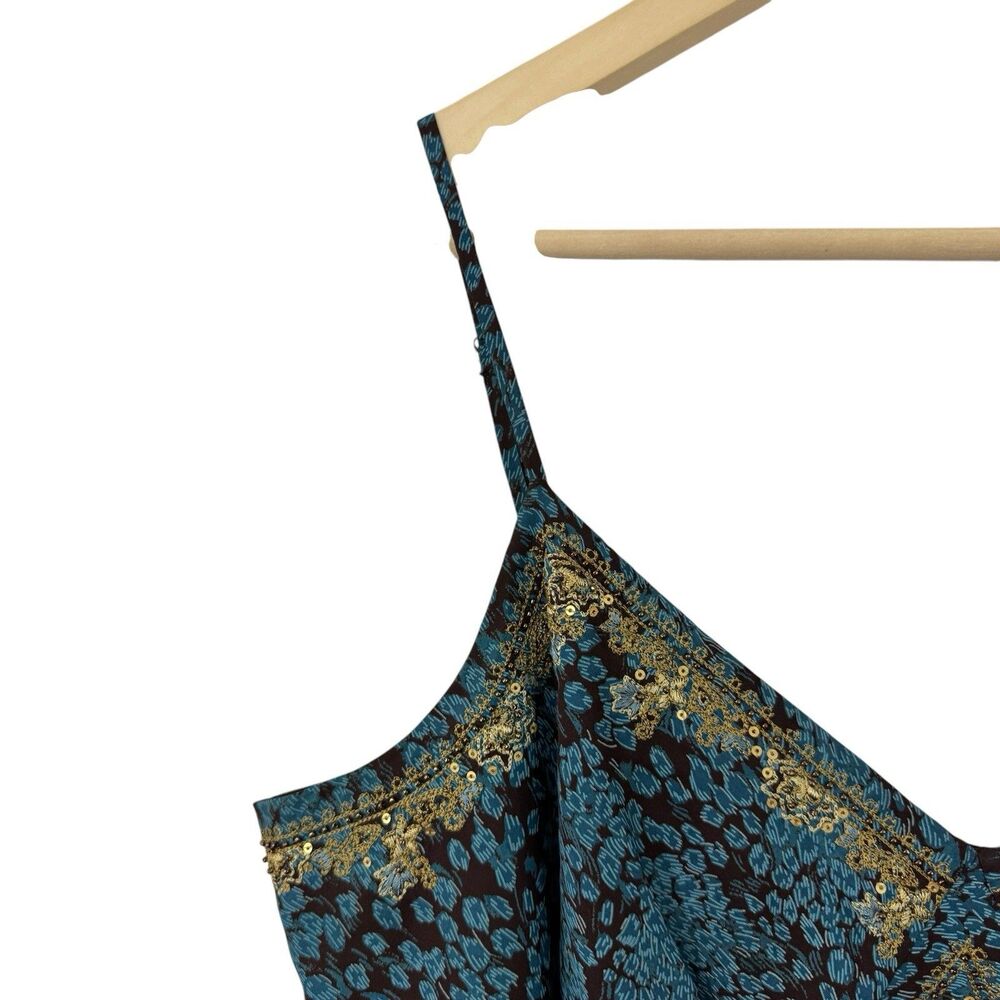 Vintage Y2K Valerie Stevens 14 Silk Cami Camisole Crop Tank Gold Boho Womens - Picture 6 of 11